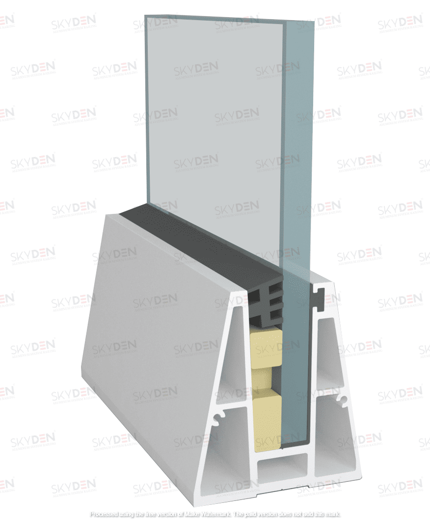 SD 09 Continuous Profile System Aluminum Glass Railing Base Profile for Balcony and Staircase, Indoor and Outdoor Top Mount Design, Durable Finish, Easy Installation for Modern Projects